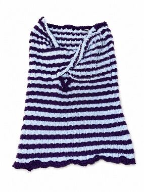 Purple & Light Blue Striped Knit Halter Tank Top XS Y2K
